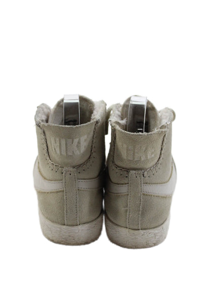 Nike Womens Suede Stitching Detail High Top Lace Up Sneakers Beige Size 7