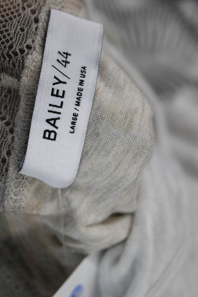 Bailey 44 Womens Long Sleeve V Neck Lace Trim Knit Shirt Gray Size Large