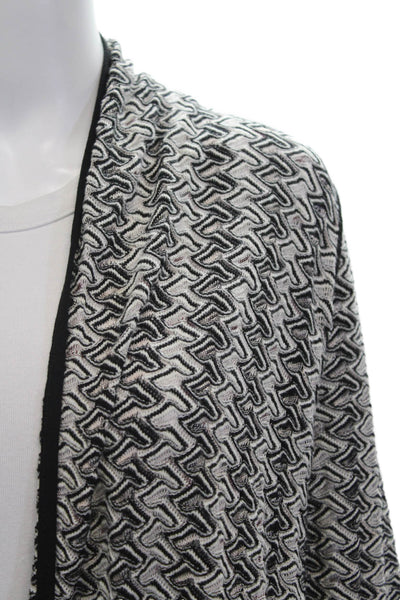 Nic + Zoe Womens Long Sleeve Open Front Cardigan Sweater Black White Cotton XS