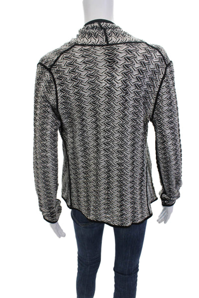 Nic + Zoe Womens Long Sleeve Open Front Cardigan Sweater Black White Cotton XS