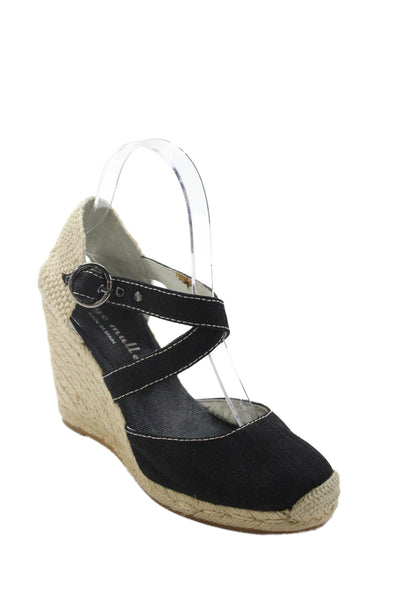 Bettye Muller Womens Wedge Heel Ankle Strap Espadrilles Sandals Black Size 36