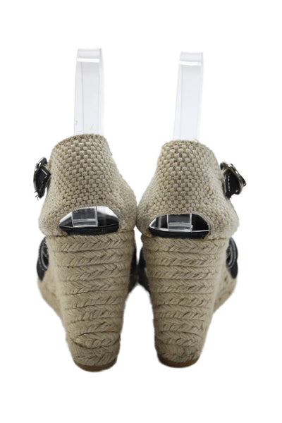 Bettye Muller Womens Wedge Heel Ankle Strap Espadrilles Sandals Black Size 36