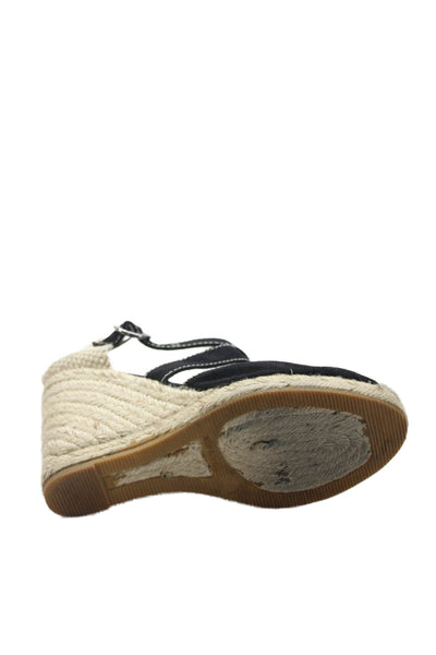 Bettye Muller Womens Wedge Heel Ankle Strap Espadrilles Sandals Black Size 36