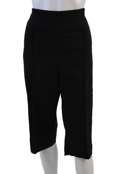 Elliott Lauren Womens Elastic Waist Side Slit Darted Capri Pants Black Size 16