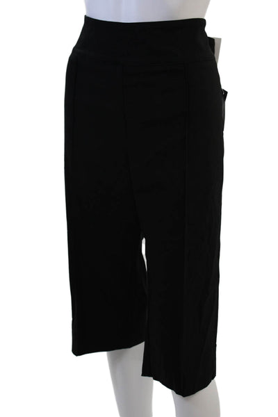 Elliott Lauren Womens Elastic Waist Side Slit Darted Capri Pants Black Size 16
