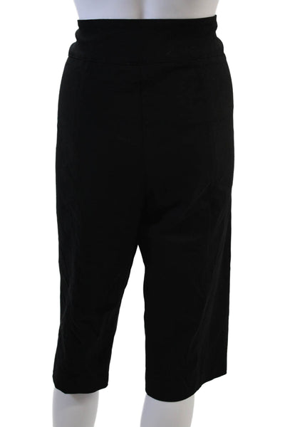 Elliott Lauren Womens Elastic Waist Side Slit Darted Capri Pants Black Size 16