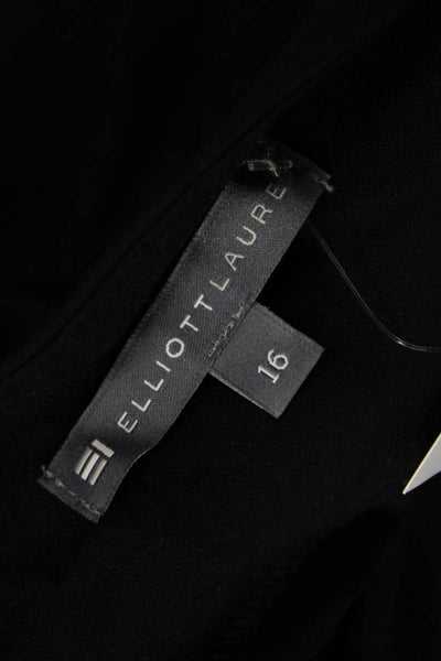Elliott Lauren Womens Elastic Waist Side Slit Darted Capri Pants Black Size 16
