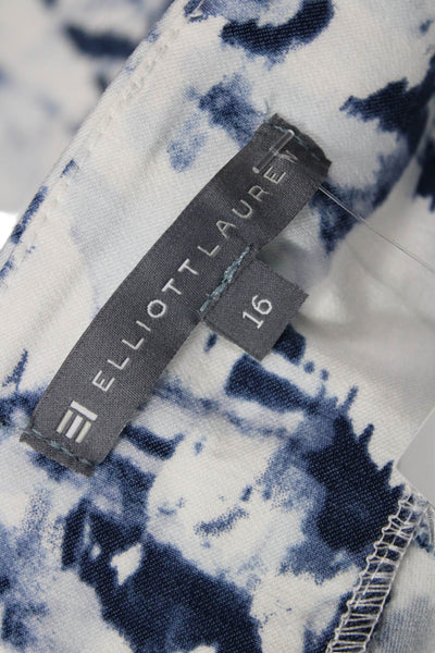 Elliott Lauren Womens Tie Dye Geometric E&W Pull On Crop Pants Blue Size 16