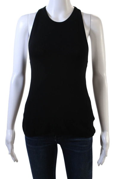 ALC Womens Crew Neck Stretch Ribbed Knit Tank Top Black Size Small