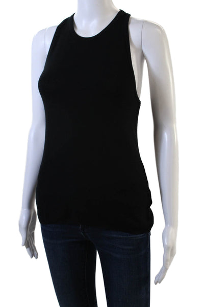 ALC Womens Crew Neck Stretch Ribbed Knit Tank Top Black Size Small