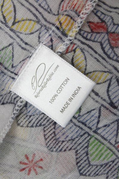 Roller Rabbit Womens 3/4 Sleeve Keyhole Abstract Blouse White Multi Size XS