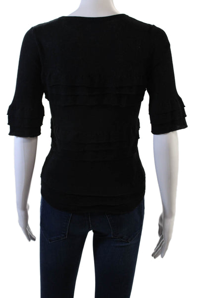 Cotton By Autumn Cashmere Womens Button Front Knit Shirt Black Cotton Size XS