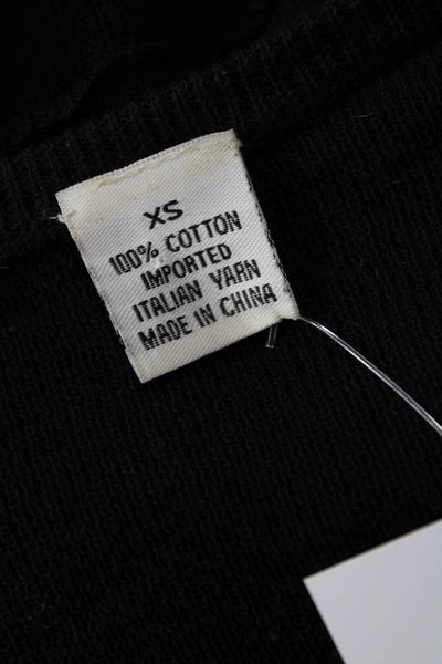 Cotton By Autumn Cashmere Womens Button Front Knit Shirt Black Cotton Size XS