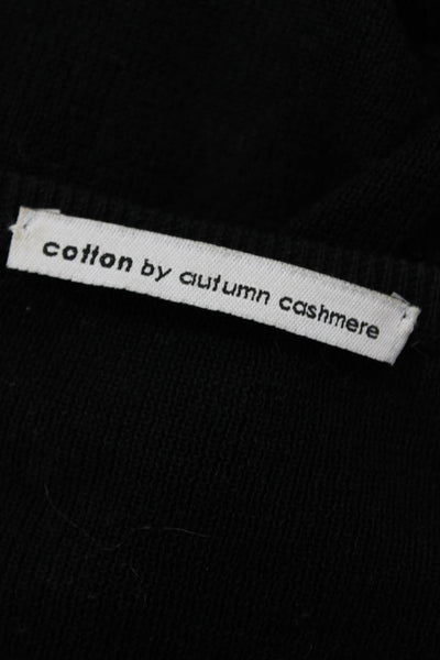 Cotton By Autumn Cashmere Womens Button Front Knit Shirt Black Cotton Size XS