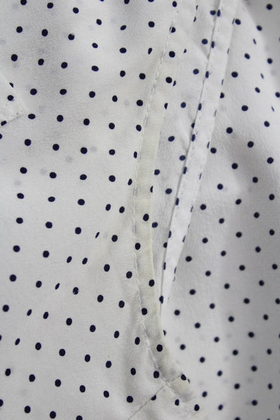 Joie Womens Sleeveless V Neck Silk Polka Dot Blouse White Navy Size Small