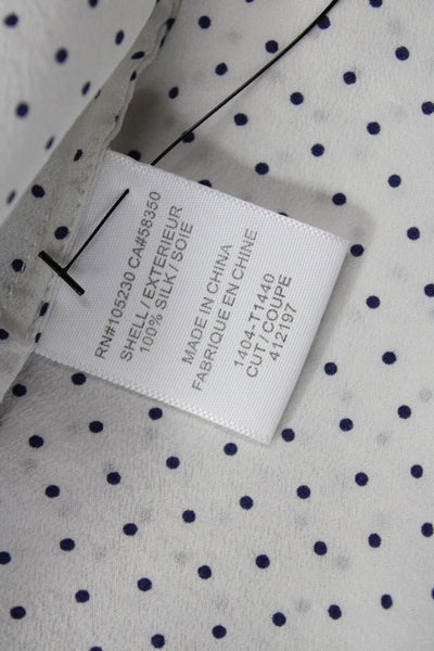 Joie Womens Sleeveless V Neck Silk Polka Dot Blouse White Navy Size Small