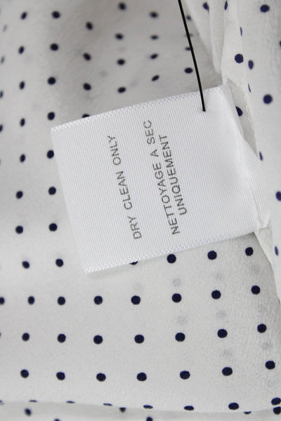 Joie Womens Sleeveless V Neck Silk Polka Dot Blouse White Navy Size Small