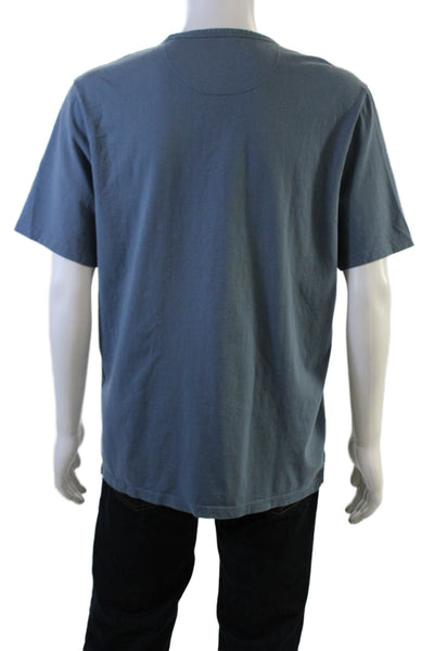 Vince Womens Short Sleeve Crew Neck Pocket Tee Shirt Blue Cotton Size Large