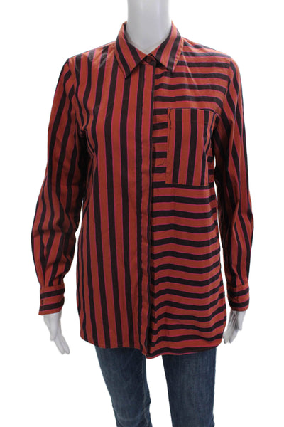 Lafayette 148 New York Womens Button-Down Shirt Orange Size S
