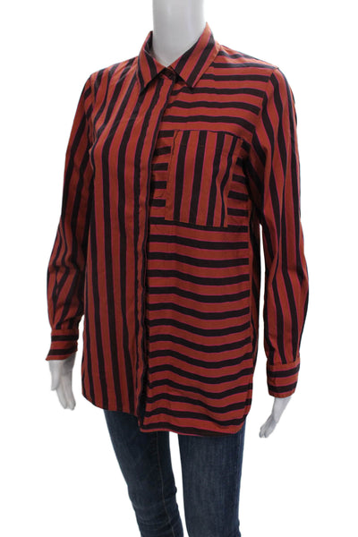 Lafayette 148 New York Womens Button-Down Shirt Orange Size S