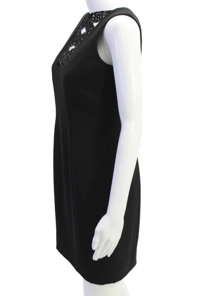 Tahari Womens Scoop Neck Sleeveless Lace Trim Dress Black Size 04