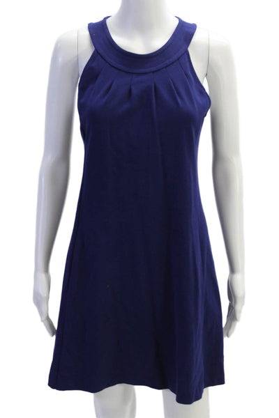 Searle Womens Textured Sleeveless Round Neck Mini Dress Navy Size 04