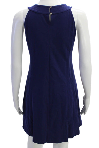 Searle Womens Textured Sleeveless Round Neck Mini Dress Navy Size 04