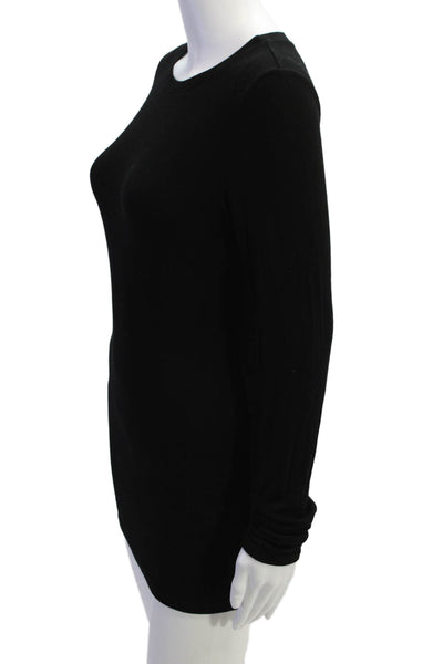 Michael Stars Womens Ribbed Crew Neck Long Sleeve Mini Dress Black Size OS