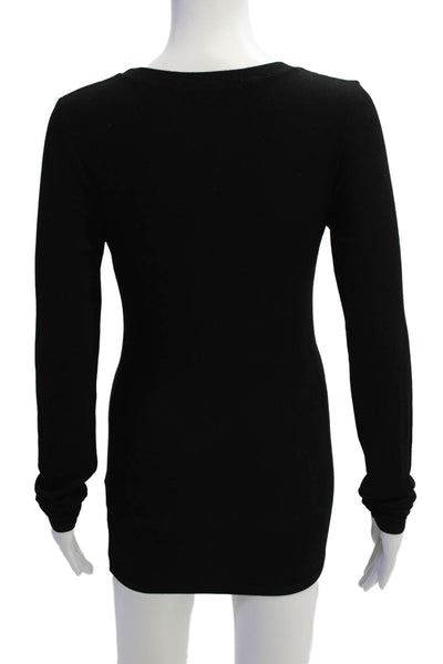 Michael Stars Womens Ribbed Crew Neck Long Sleeve Mini Dress Black Size OS