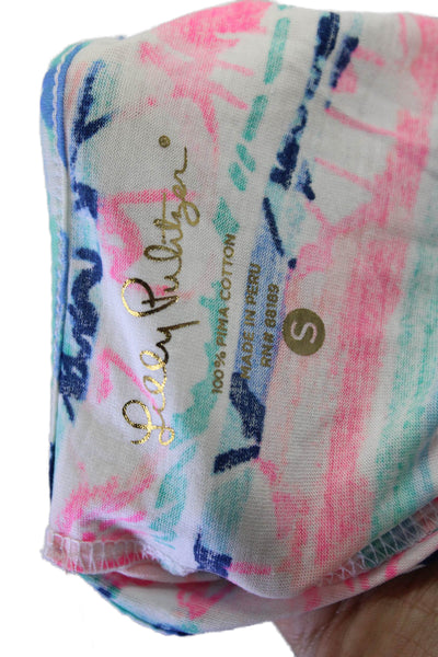Lilly Pulitzer Womens Cotton Floral Scoop Neck Short Sleeve Dress Multicolor SzS