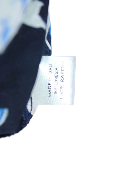 Walker & Wade Womens Floral Ruffle Neck Sleeveless Shift Dress Blue Size S