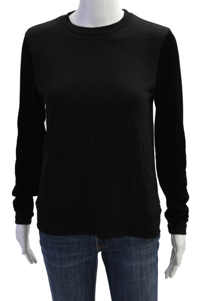 Beyond Yoga Womens Velvet Color Block Crew Neck Pullover Sweatshirt Black Sz XS