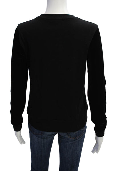 Beyond Yoga Womens Velvet Color Block Crew Neck Pullover Sweatshirt Black Sz XS