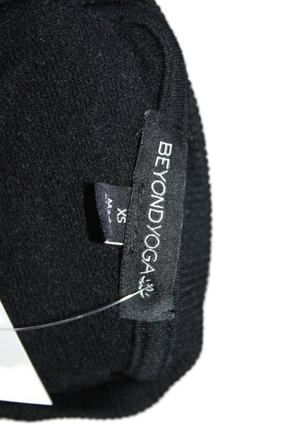 Beyond Yoga Womens Velvet Color Block Crew Neck Pullover Sweatshirt Black Sz XS