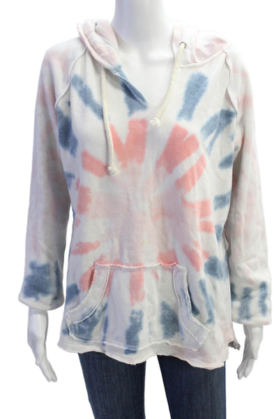 Ocean Drive Womens Cotton Tie Dye Long Sleeve Hoodie Top Orange Size S