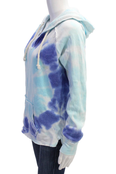 Ocean Drive Womens Cotton Tie Dye Long Sleeve Hoodie Top Blue Size S