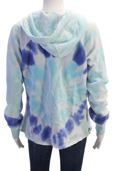 Ocean Drive Womens Cotton Tie Dye Long Sleeve Hoodie Top Blue Size S