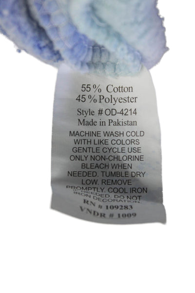 Ocean Drive Womens Cotton Tie Dye Long Sleeve Hoodie Top Blue Size S