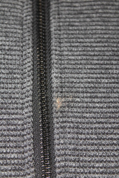 Robert Graham Mens Front Zip Mock Neck Striped Sweater Gray Cotton Size Large
