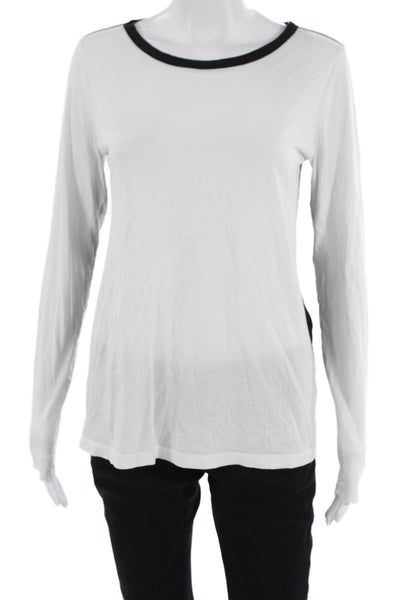 Lilla P Womens Long Sleeve Scoop Neck Tee Shirt White Cotton Size Extra Small