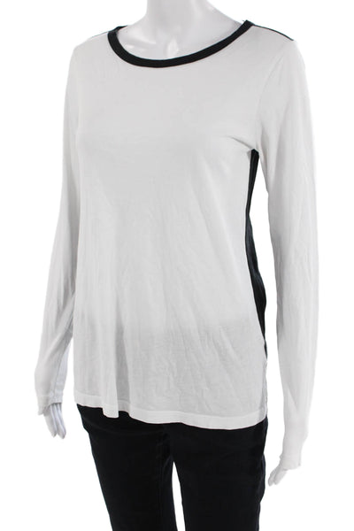 Lilla P Womens Long Sleeve Scoop Neck Tee Shirt White Cotton Size Extra Small