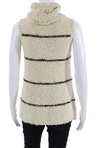 Lilla P Womens Sleeveless Cowl Neck Knit Striped Top White Navy Size Extra Small