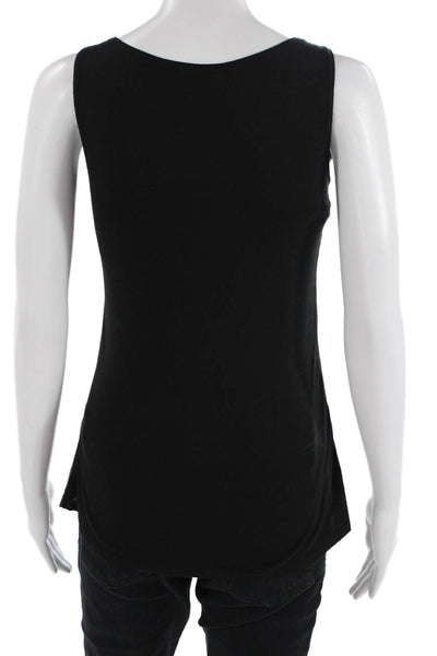 Ecru Womens Scoop Neck Leather Knit Mixed Media Tank Top Black Size Small