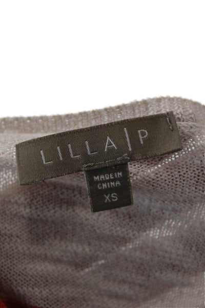 Lilla P Womens Long Sleeve Scoop Neck Striped Oversized Sweater White Red XS