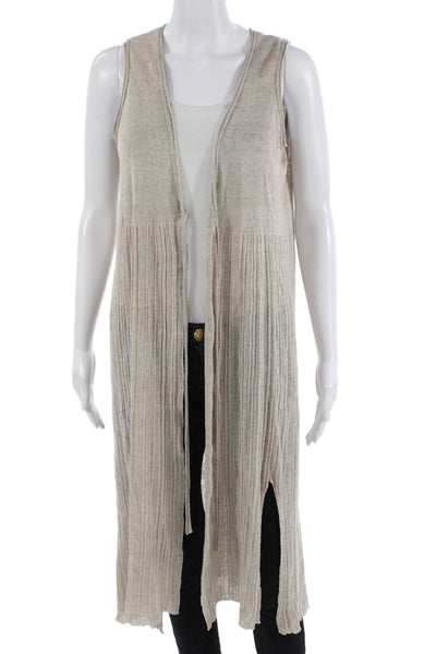 Curio Womens Open Front Side Slit Ribbed Knit Cardigan Sweater Vest Gray Size XS