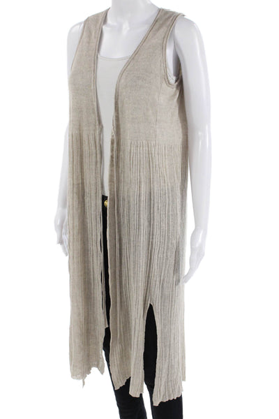 Curio Womens Open Front Side Slit Ribbed Knit Cardigan Sweater Vest Gray Size XS