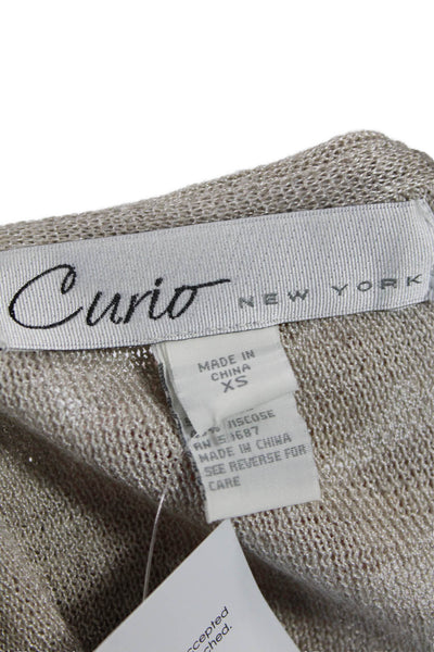 Curio Womens Open Front Side Slit Ribbed Knit Cardigan Sweater Vest Gray Size XS