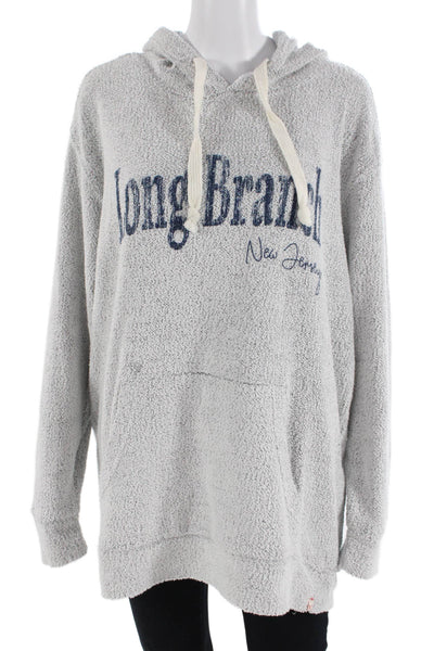 Designer Unisex Pullover Hoodie Gray Graphic Cotton-Poly Blend Size L