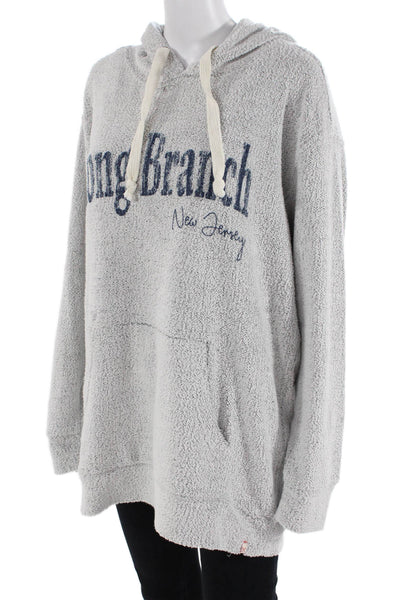 Designer Unisex Pullover Hoodie Gray Graphic Cotton-Poly Blend Size L