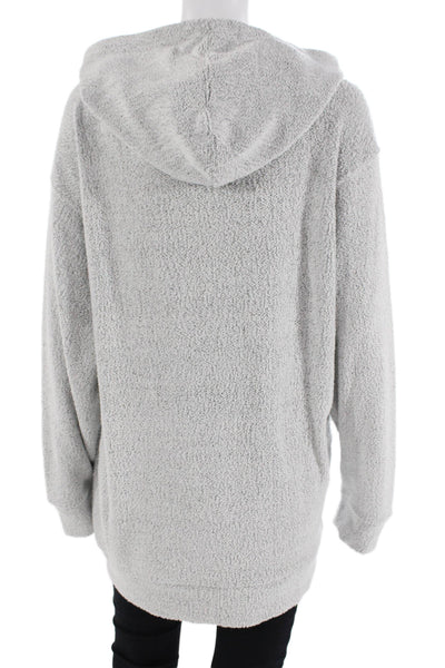 Designer Unisex Pullover Hoodie Gray Graphic Cotton-Poly Blend Size L